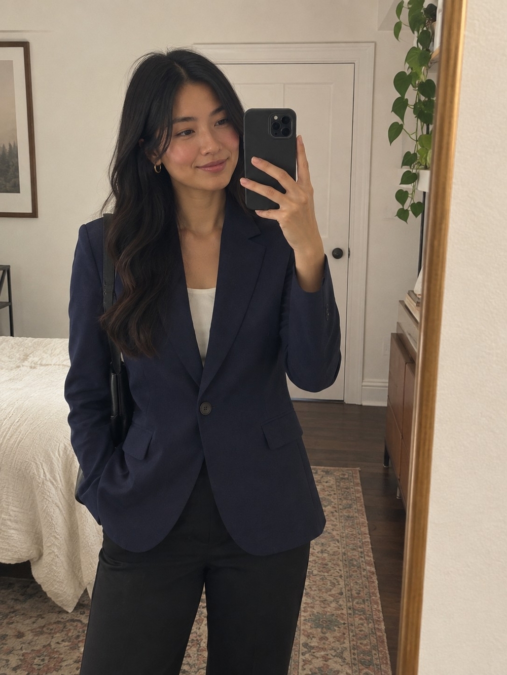 Classic Navy Single-Button Women's Blazer